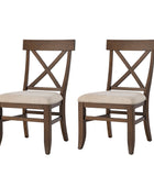 Country Style Solid Wood Crossback Dining Chairs, Upholstered Fabric Seat, Ergonomic Back Support, Sturdy Farmhouse Kitchen Dining Chairs