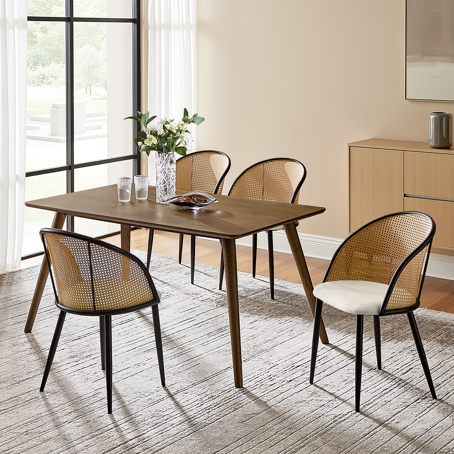 Rattan Dining Chair – featuring a comfortable high-resilience sponge cushion
