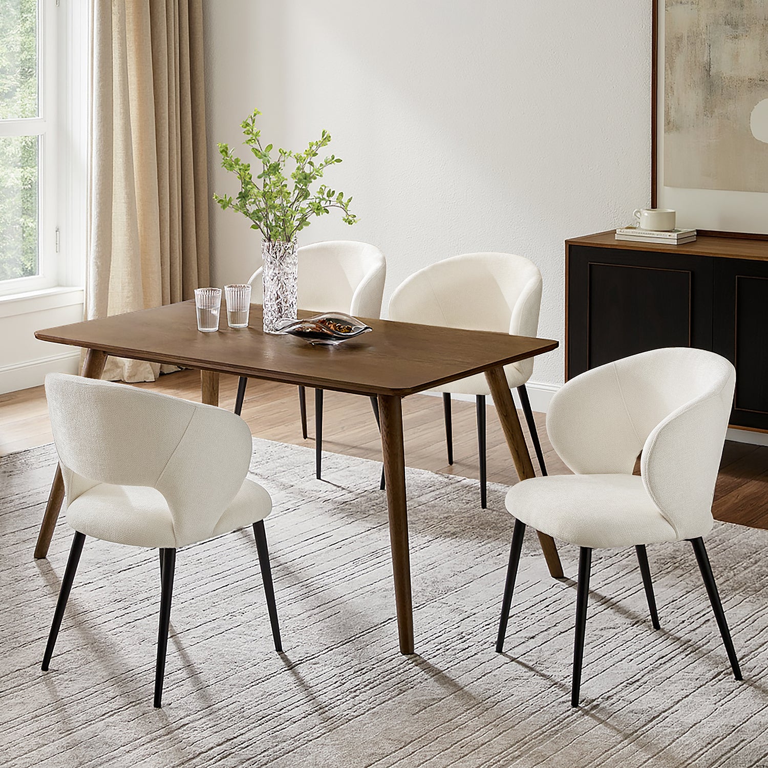 Modern Curved Back Office Chair, Padded Fabric Seat – Ideal for Ergonomic Support in Home Office, Kitchen Counter, Dining Area