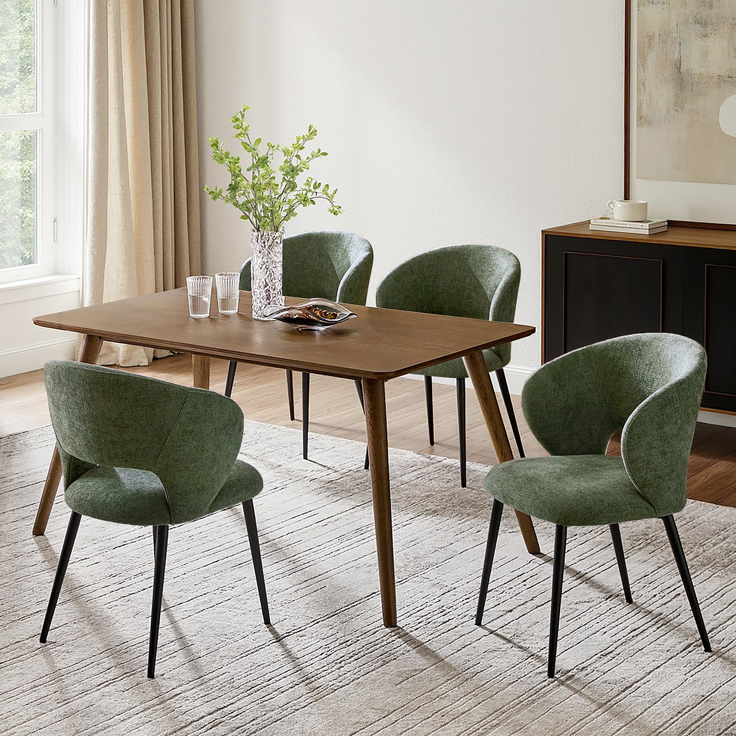 Modern Curved Back Office Chair, Padded Fabric Seat – Ideal for Ergonomic Support in Home Office, Kitchen Counter, Dining Area