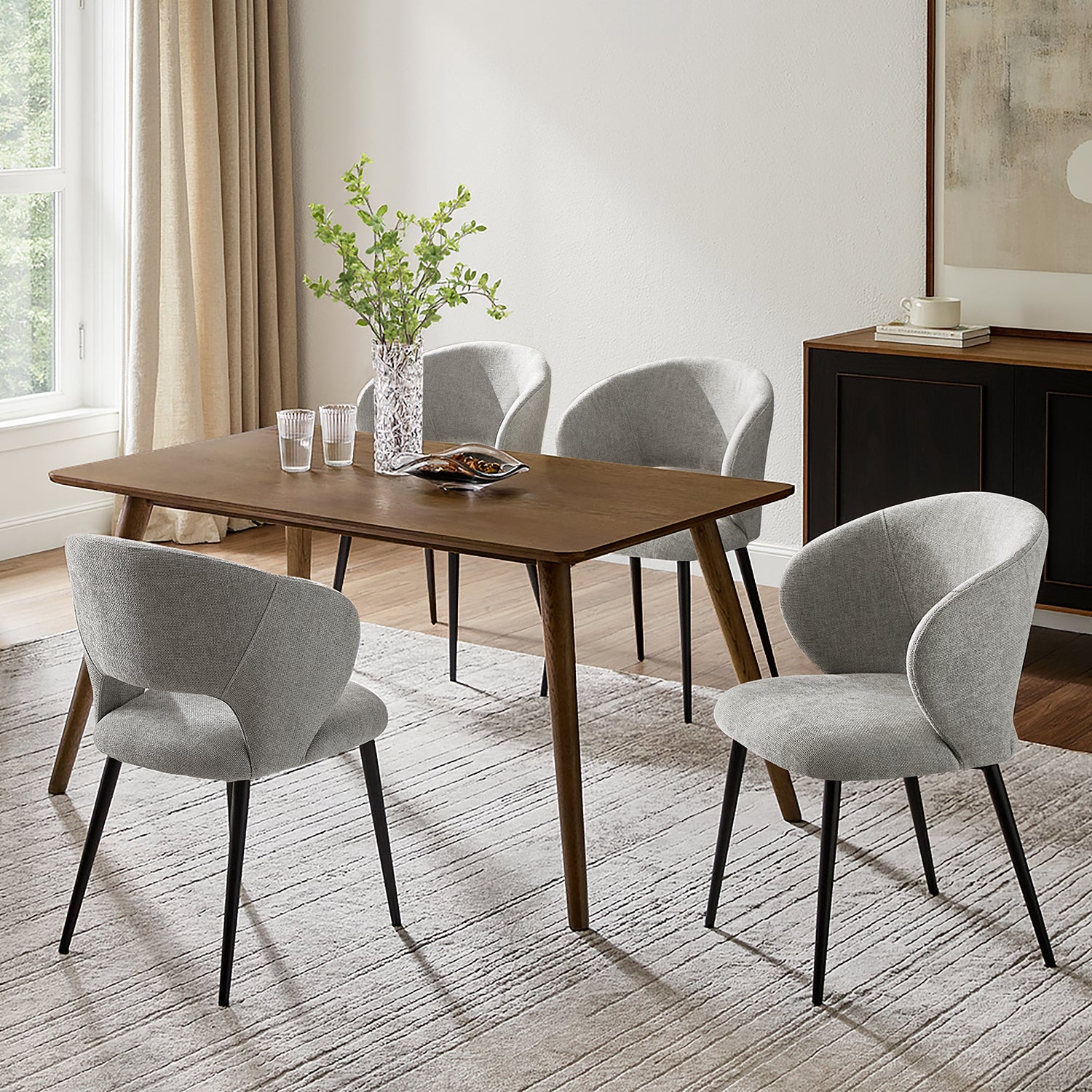 Modern Curved Back Office Chair, Padded Fabric Seat – Ideal for Ergonomic Support in Home Office, Kitchen Counter, Dining Area