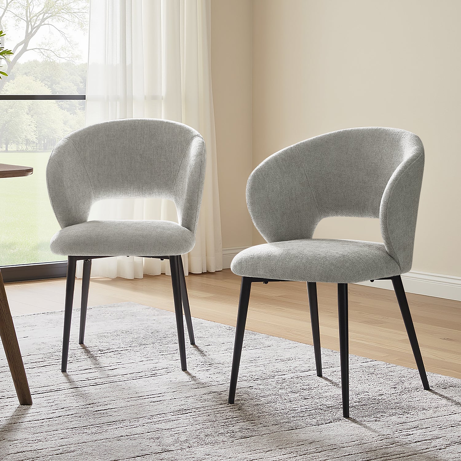 Modern Curved Back Office Chair, Padded Fabric Seat – Ideal for Ergonomic Support in Home Office, Kitchen Counter, Dining Area