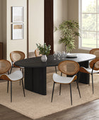 Rattan Dining Chairs  Faux Leather Side Chair Mid-Century Metal Legs Home Kitchen Restaurant