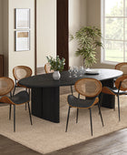 Rattan Dining Chairs  Faux Leather Side Chair Mid-Century Metal Legs Home Kitchen Restaurant