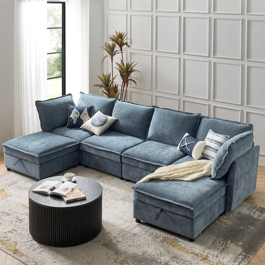 127" Modular 6 Seats Sectional Sofa