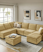 Modular Sectional Sofa, L-Shaped Couch with Storage and Ottoman, Oversized Chenille with Chaise Lounge for Living Room