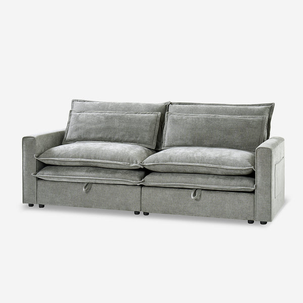 87" Modern Sofa 3-Seater Couch with Storage and Double Cushion, Easy to Assembly,