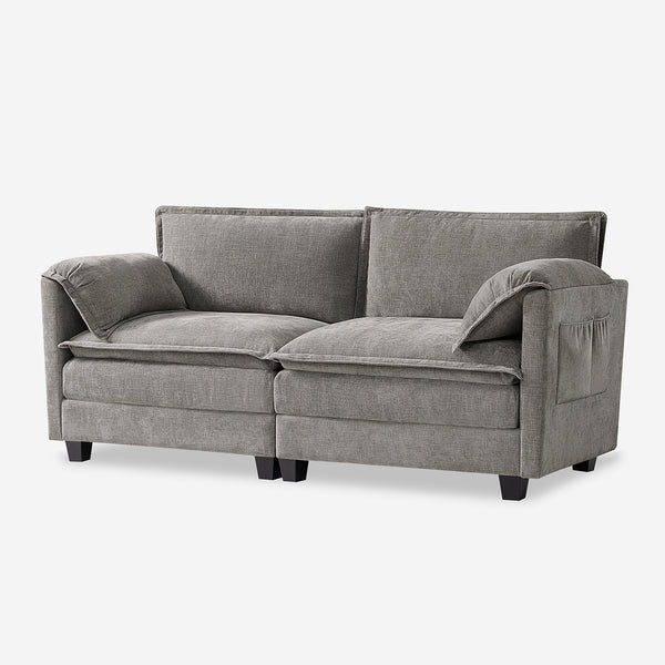 74" Modern 2-Seater Sofa Loveseat with Dual-Layer Cushions and Storage