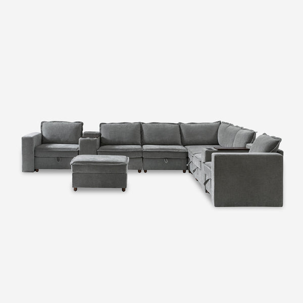 Modern Modular Sectional Sofa with Versatile Consoles Storage Chenille Couch for Living Room