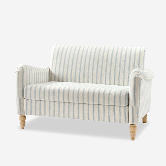50" Farmhouse Loveseat Sofa with Slope Arms and Solid Wood Bobbin Legs for Living Room