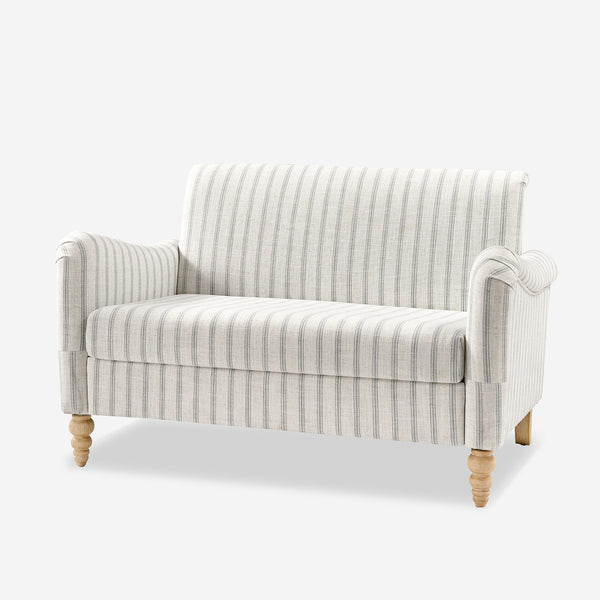 50" Farmhouse Loveseat Sofa with Slope Arms and Solid Wood Bobbin Legs for Living Room
