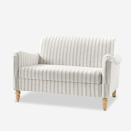 50" Farmhouse Loveseat Sofa with Slope Arms and Solid Wood Bobbin Legs for Living Room