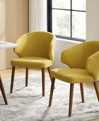 Mid-century Modern Wing-Back Dining Chair with Solid Wooden Tapered Legs, Set of 2