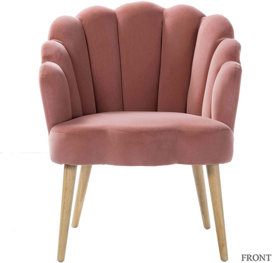 Lady's Cute Scalloped Velvet Comfy Tufted Accent Chair