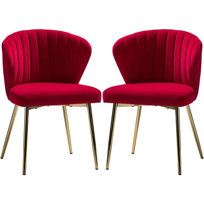 Velvet Modern Upholstered Cute Dinning Chair with Golden Legs