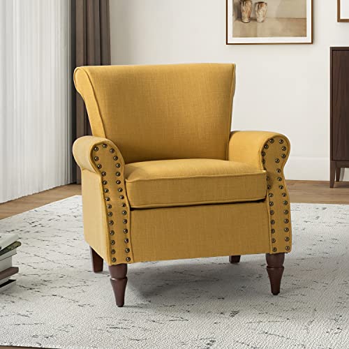 Comfy Small Fabric Nailhead Club Chair