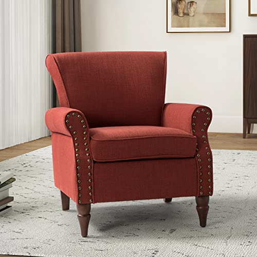 Comfy Small Fabric Nailhead Club Chair