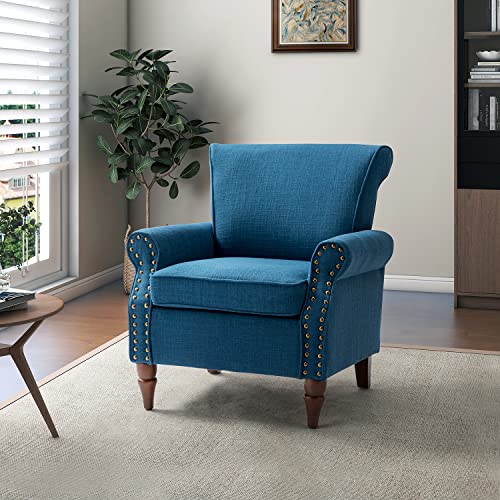 Comfy Small Fabric Nailhead Club Chair